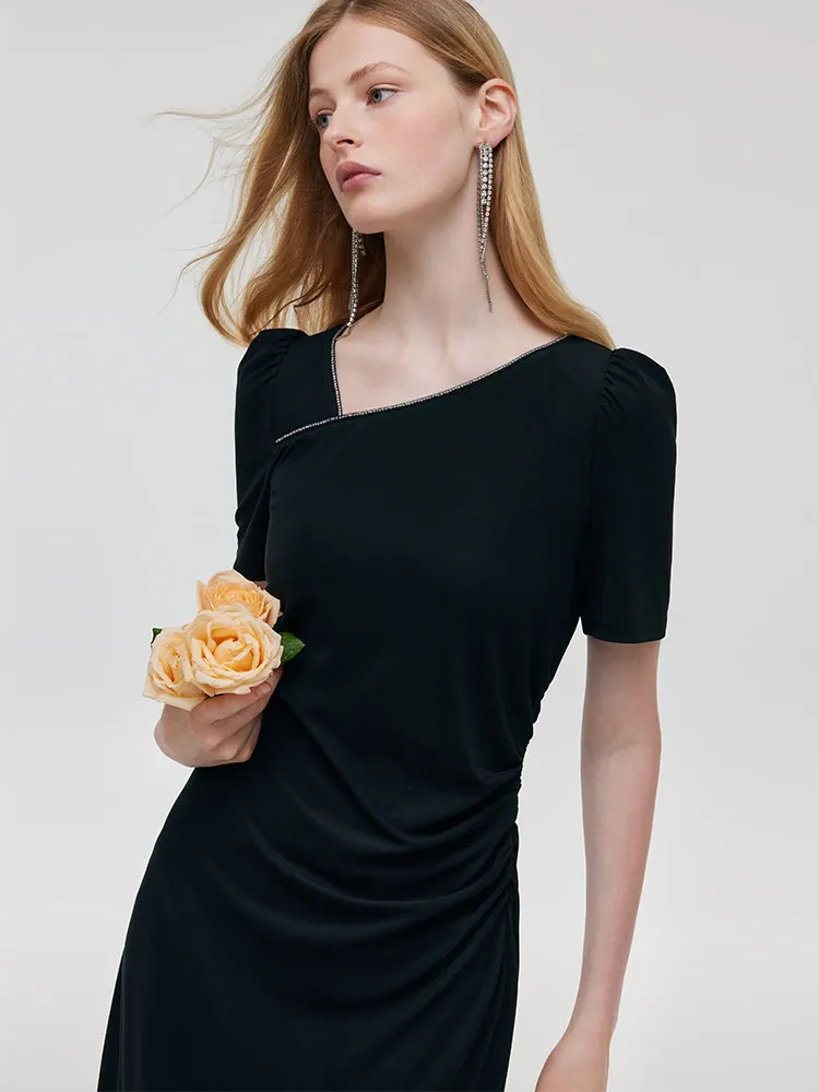 Acetate Asymmetric Neck Women Midi Dress sold by Goelia product image thumbnail 5