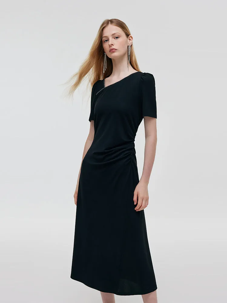 Acetate Asymmetric Neck Women Midi Dress sold by Goelia product image thumbnail 2
