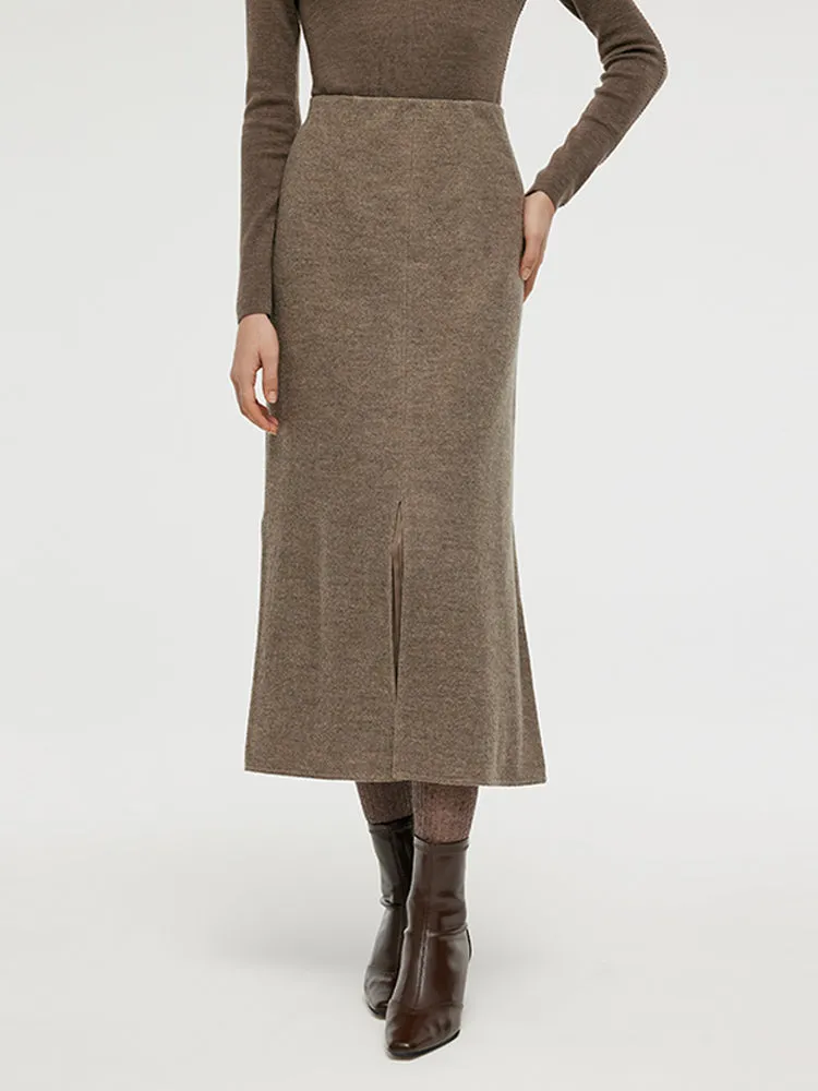 Wool Patchwork Pleated Women Midi Skirt sold by Goelia