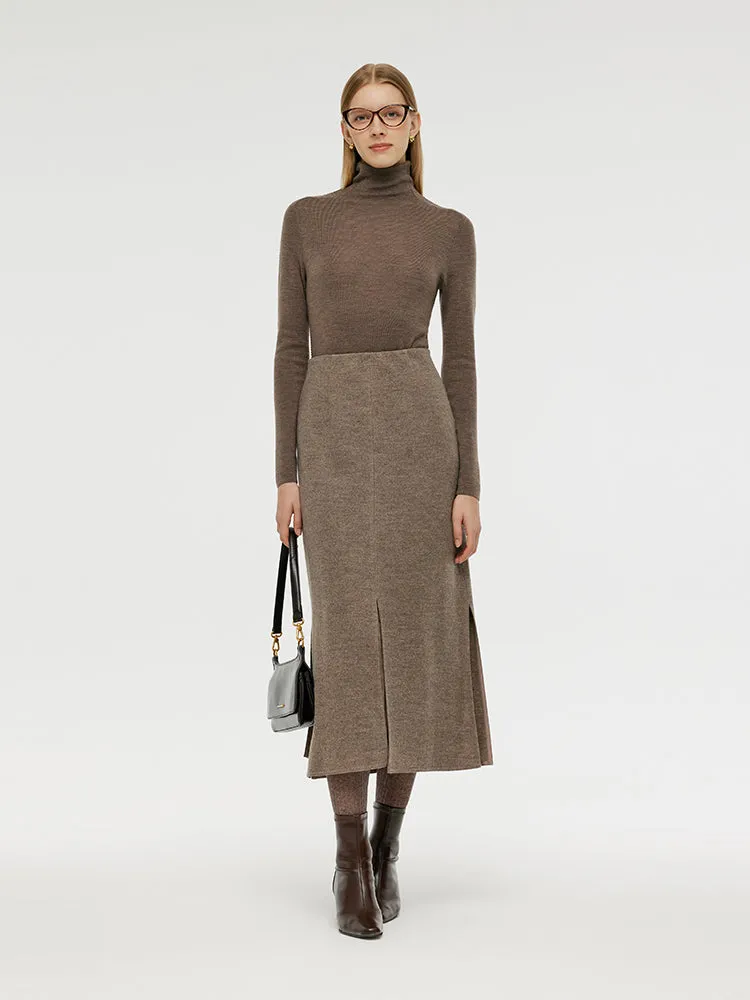 Wool Patchwork Pleated Women Midi Skirt sold by Goelia product image thumbnail 2