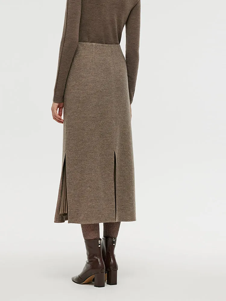 Wool Patchwork Pleated Women Midi Skirt sold by Goelia product image thumbnail 3