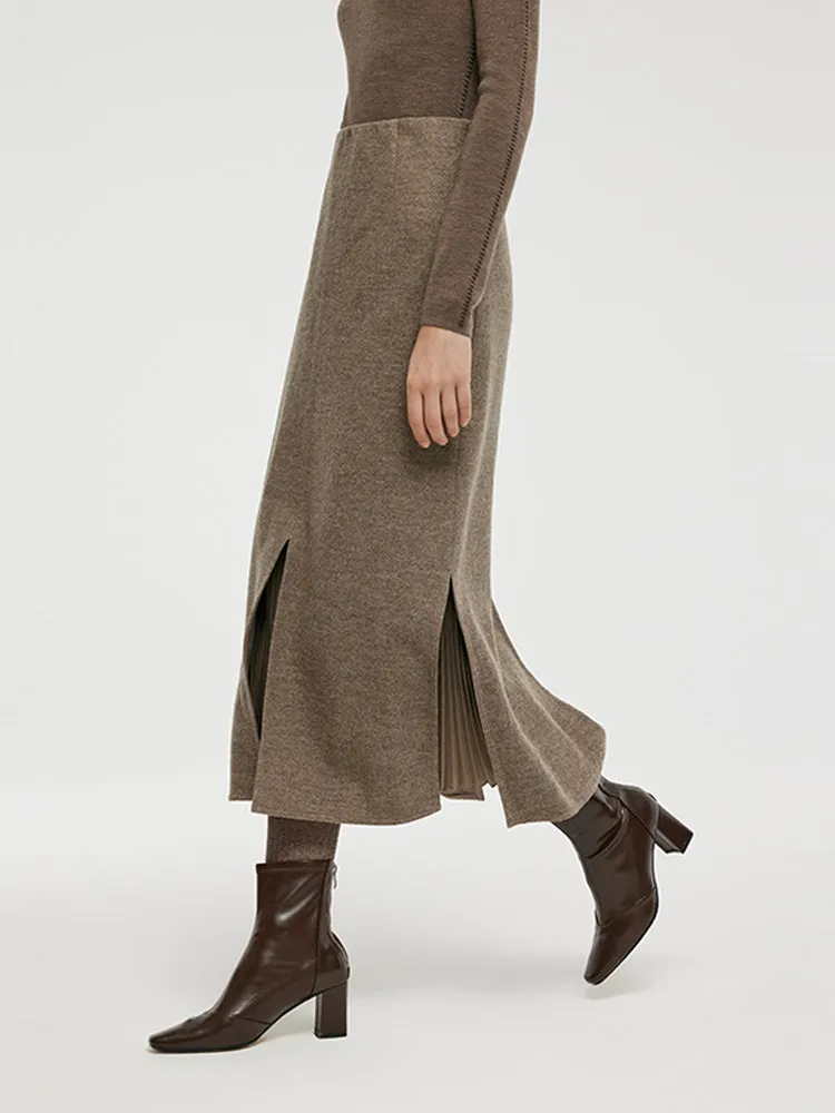 Wool Patchwork Pleated Women Midi Skirt sold by Goelia product image thumbnail 4