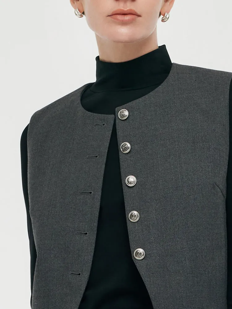 Wool Blend Vest And Skirt And Knit Top Three-Piece Set sold by Goelia product image thumbnail 5