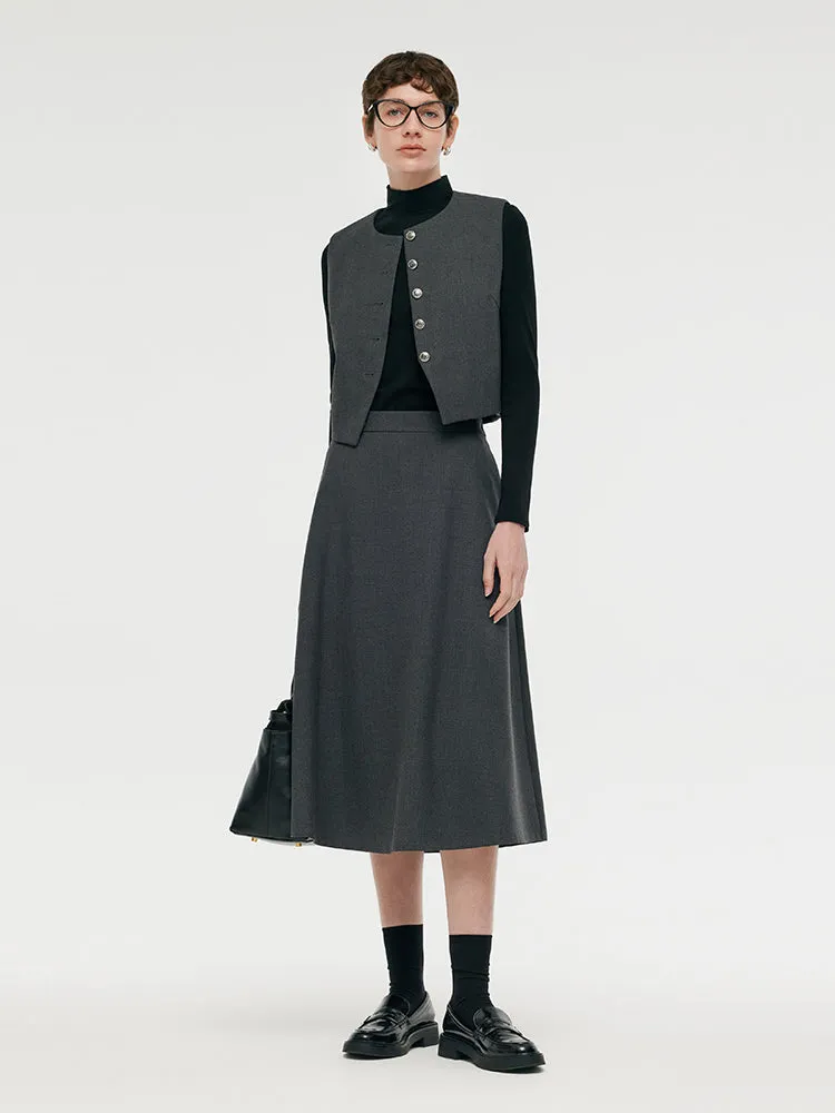 Wool Blend Vest And Skirt And Knit Top Three-Piece Set sold by Goelia product image thumbnail 2