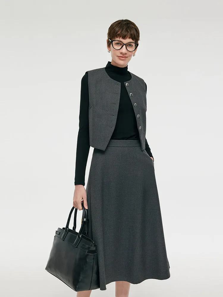 Wool Blend Vest And Skirt And Knit Top Three-Piece Set sold by Goelia product image thumbnail 4