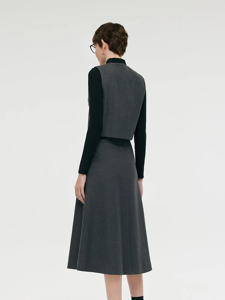 Wool Blend Vest And Skirt And Knit Top Three-Piece Set sold by Goelia product image thumbnail 3