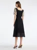 Mesh Patchwork Puff Sleeve Midi Dress sold by Goelia