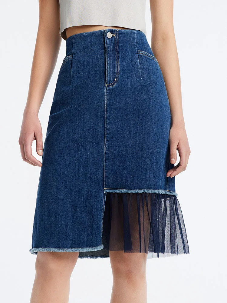 Mid Denim Fitted H-shaped Skirt sold by Goelia product image thumbnail 2