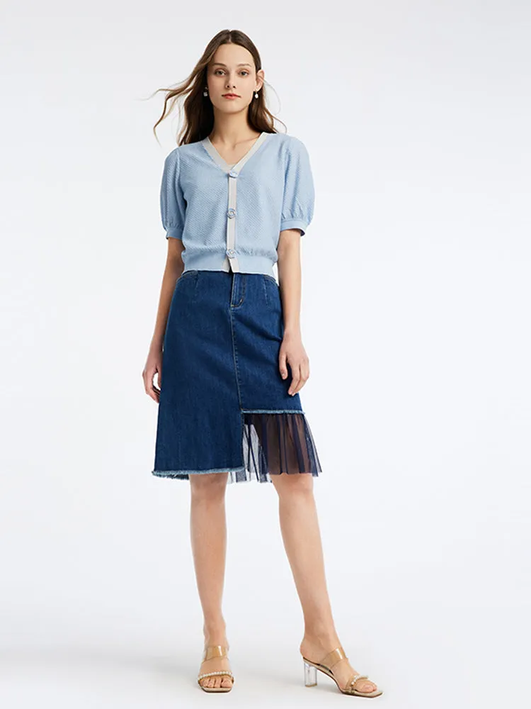 Mid Denim Fitted H-shaped Skirt sold by Goelia product image thumbnail 3