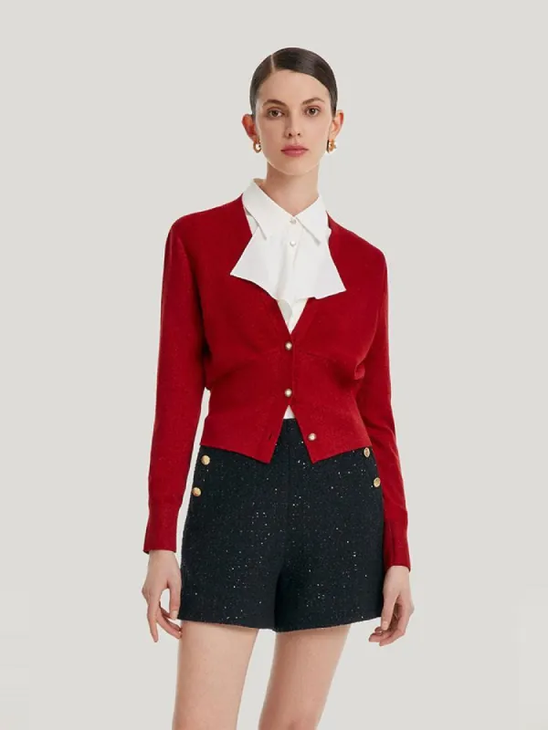 Woolen Gold Thread Slim Cardigan sold by Goelia