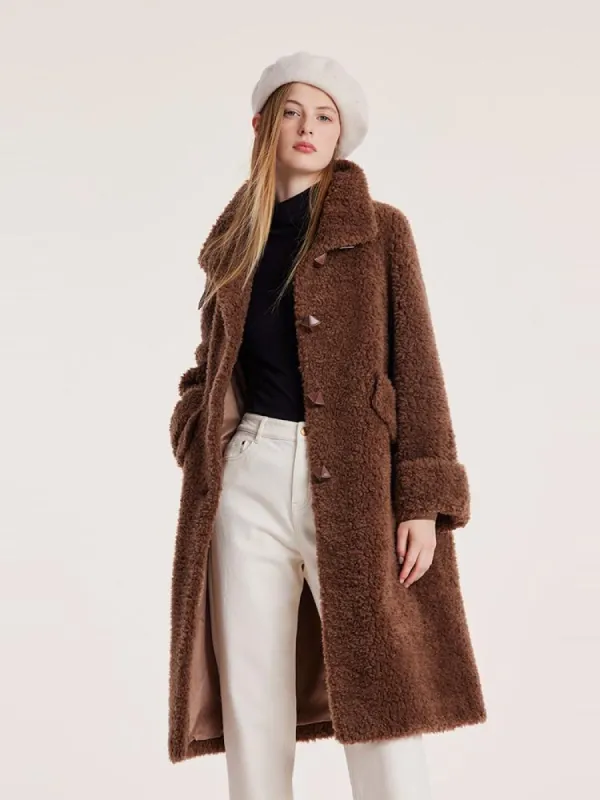 Pure Wool Lapel Velour Long Women Coat sold by Goelia