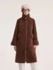 Pure Wool Lapel Velour Long Women Coat sold by Goelia