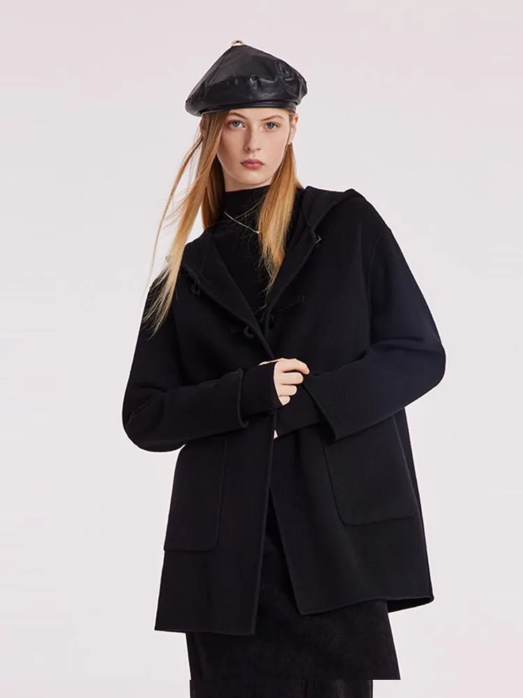 Tencel Woolen Horn Button Double Face Women Coat sold by Goelia product image thumbnail 3