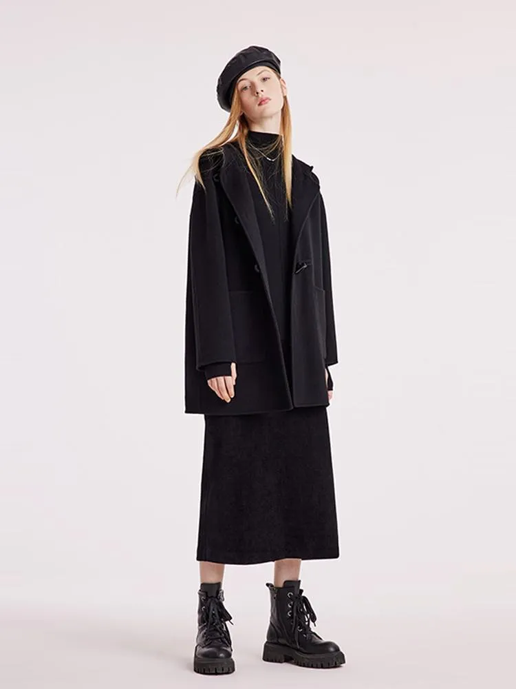 Tencel Woolen Horn Button Double Face Women Coat sold by Goelia product image thumbnail 2