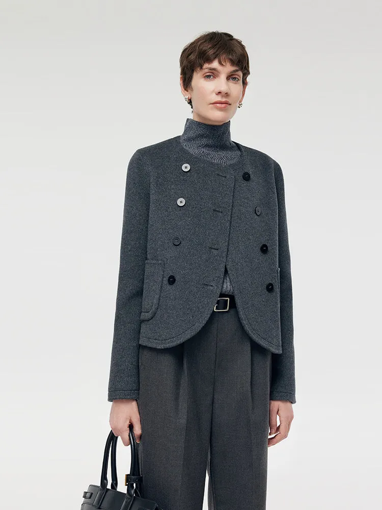 100% Wool Boxy Women Crop Jacket sold by Goelia