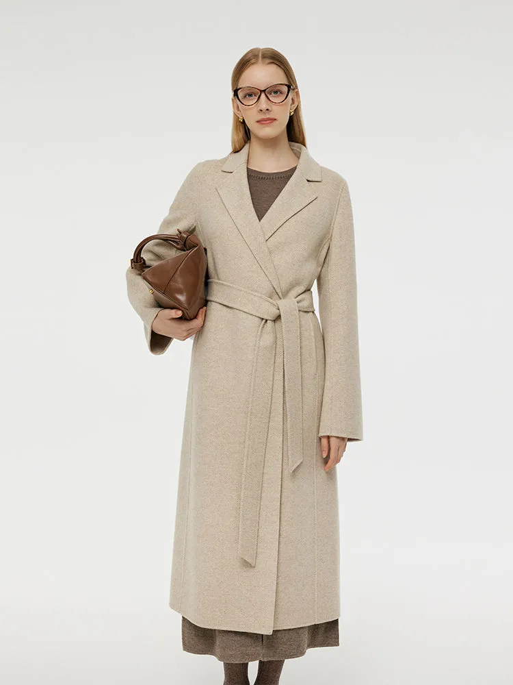 Cashmere And Wool Herringbone Women Wrap Coat sold by Goelia