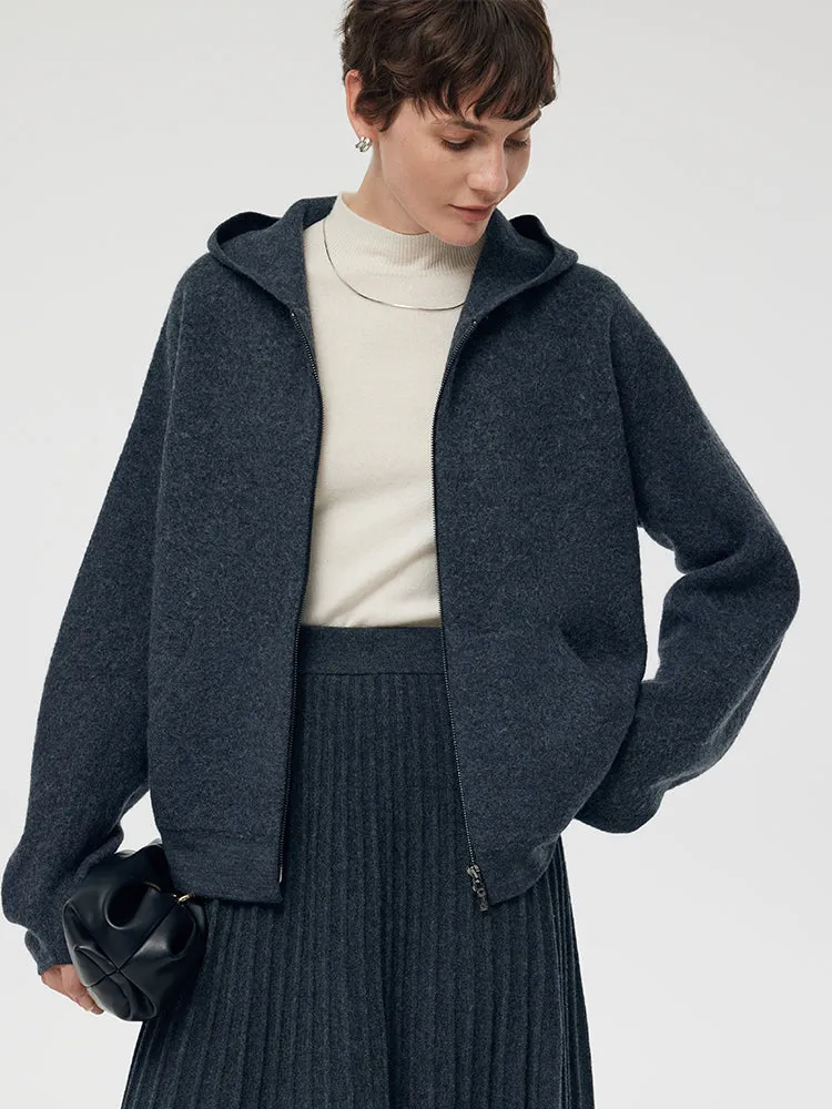 100% Brushed Wool Zip-Up Unisex Hoodie sold by Goelia product image thumbnail 2