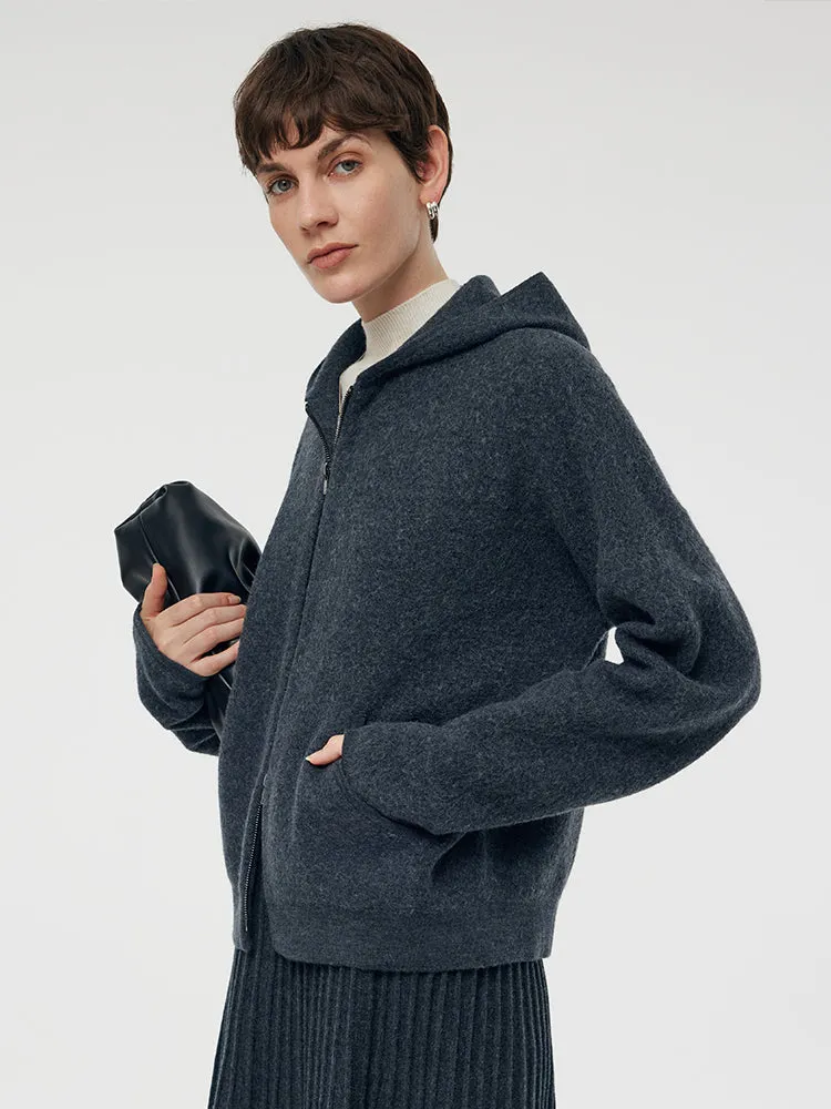 100% Brushed Wool Zip-Up Unisex Hoodie sold by Goelia product image thumbnail 5