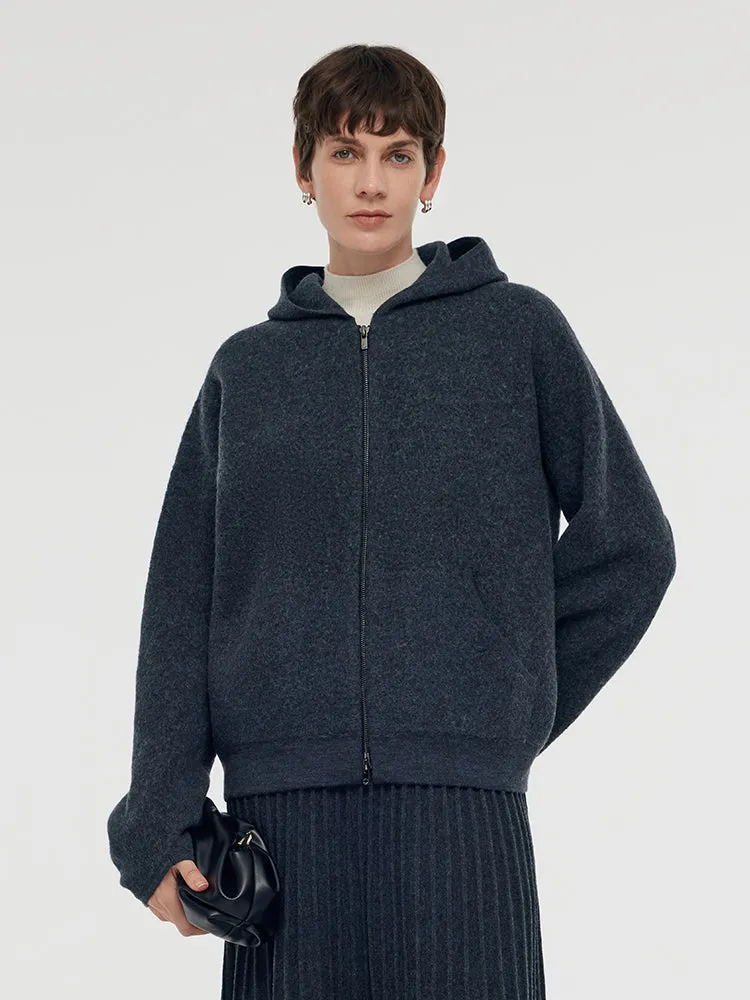 100% Brushed Wool Zip-Up Unisex Hoodie sold by Goelia