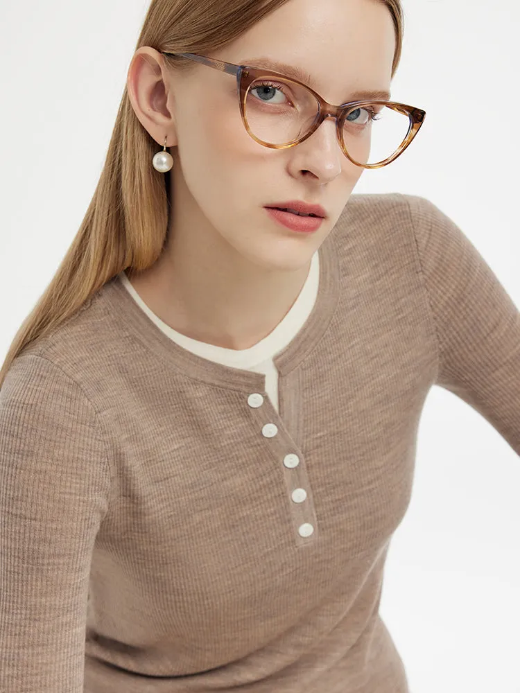 100% Wool Patchwork Women Knit Top sold by Goelia product image thumbnail 5