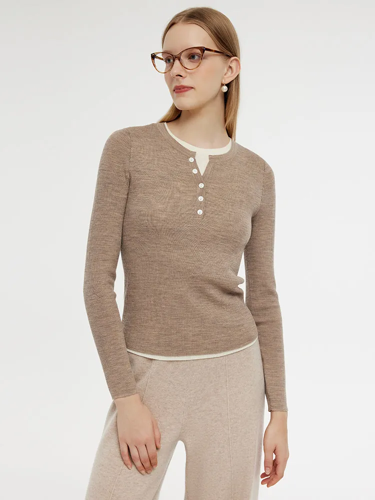 100% Wool Patchwork Women Knit Top sold by Goelia product image thumbnail 4