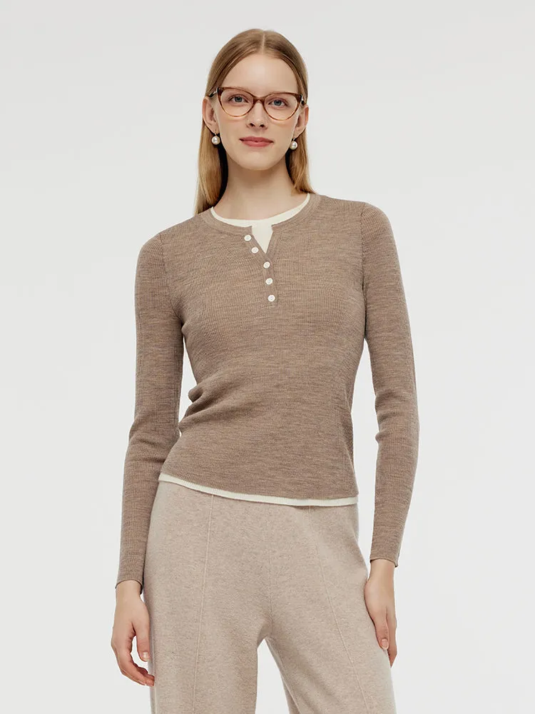 100% Wool Patchwork Women Knit Top sold by Goelia