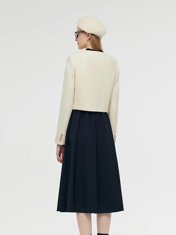 Wool Crop Jacket And Midi Dress Two-Piece Set sold by Goelia product image thumbnail 3