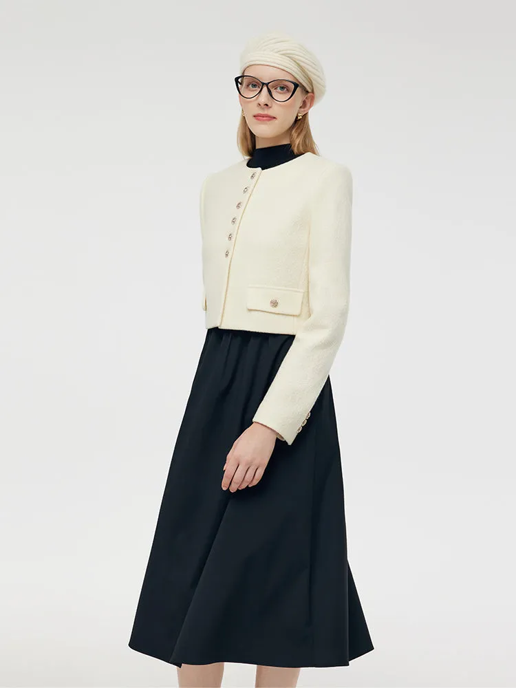 Wool Crop Jacket And Midi Dress Two-Piece Set sold by Goelia product image thumbnail 4