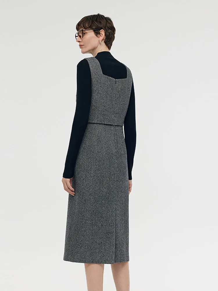 Washable Wool Vest Midi Dress And Knit Top Two-Piece Set sold by Goelia product image thumbnail 3