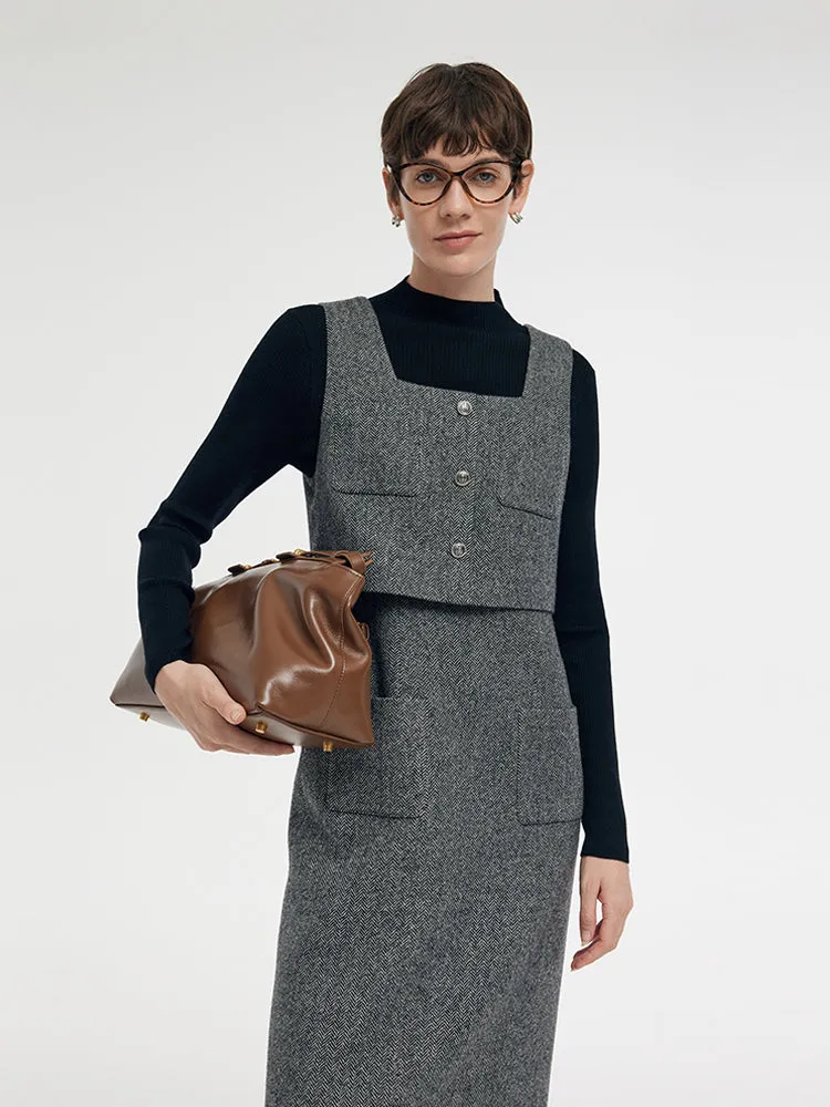 Washable Wool Vest Midi Dress And Knit Top Two-Piece Set sold by Goelia product image thumbnail 5
