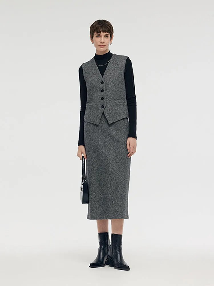 Washable Wool Vest And Skirt And Knit Top Three-Piece Set sold by Goelia product image thumbnail 2