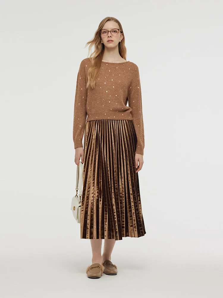 Mohair Blend Knit Top And Pleated Skirt Two-Piece Set sold by Goelia product image thumbnail 2