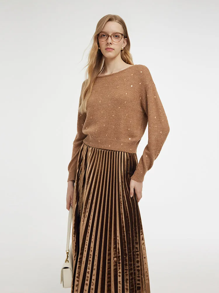 Mohair Blend Knit Top And Pleated Skirt Two-Piece Set sold by Goelia product image thumbnail 5