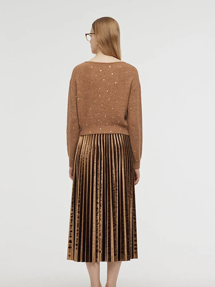 Mohair Blend Knit Top And Pleated Skirt Two-Piece Set sold by Goelia product image thumbnail 3