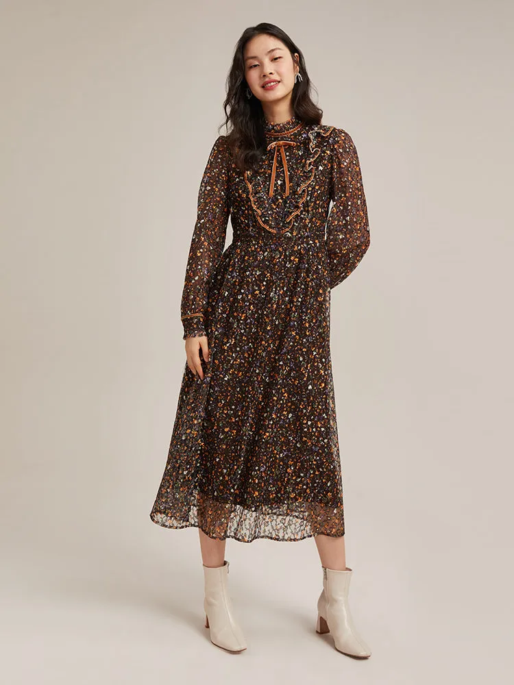 Lace Floral Print Maxi Dress sold by Goelia product image thumbnail 5