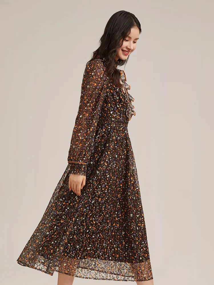 Lace Floral Print Maxi Dress sold by Goelia product image thumbnail 3
