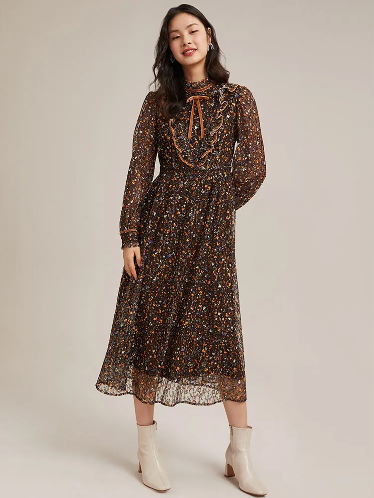 Lace Floral Print Maxi Dress sold by Goelia product image thumbnail 4