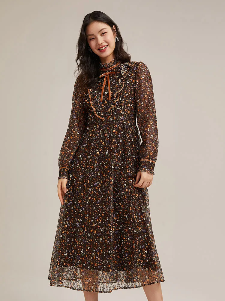 Lace Floral Print Maxi Dress sold by Goelia product image thumbnail 2