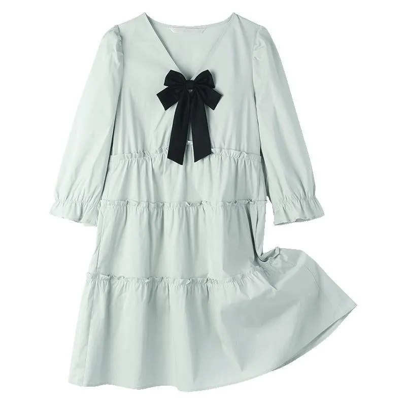 V-Neck Mini Dress With Bow sold by Goelia product image thumbnail 5