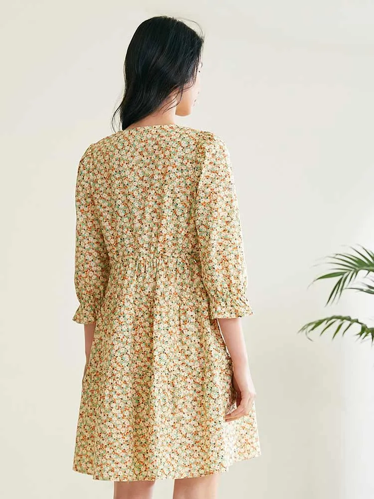 Floral Bowknot V-Neck Mini Dress sold by Goelia product image thumbnail 2