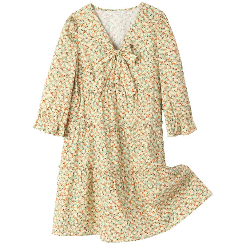 Floral Bowknot V-Neck Mini Dress sold by Goelia product image thumbnail 5