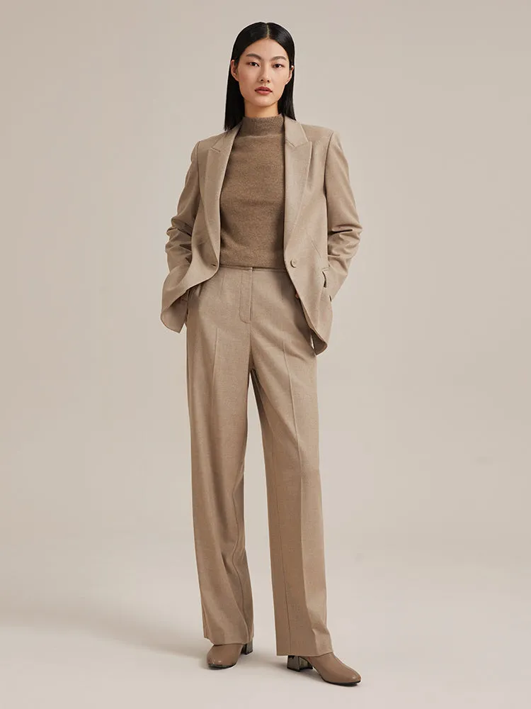 Khaki Worsted Woolen Blazer sold by Goelia