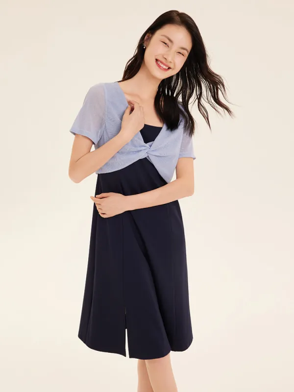 Two-Piece Knit Top And Twisted Mini Dress sold by Goelia