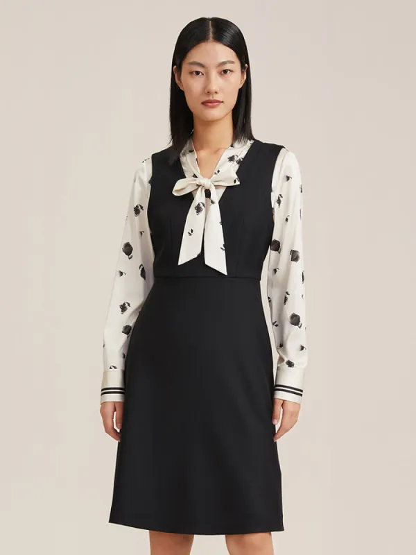 Woolen And Silk Patchwork Mini Dress sold by Goelia