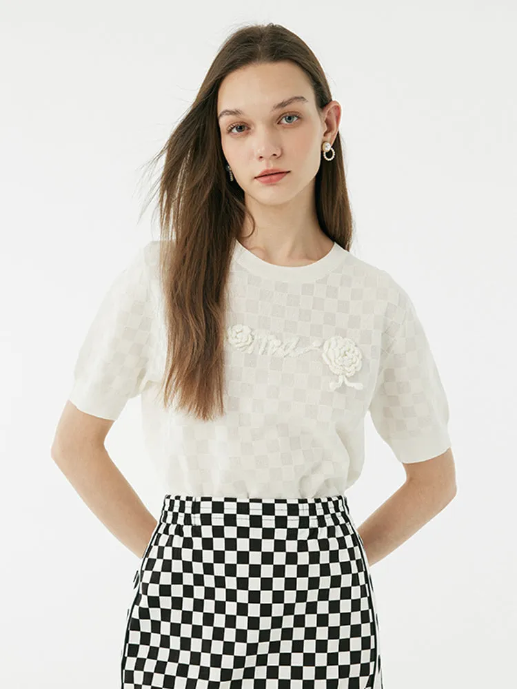 Round Neck Jacquard Women Knit Top sold by Goelia product image thumbnail 2