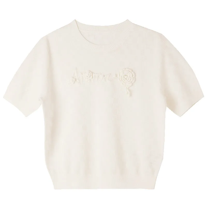 Round Neck Jacquard Women Knit Top sold by Goelia product image thumbnail 4