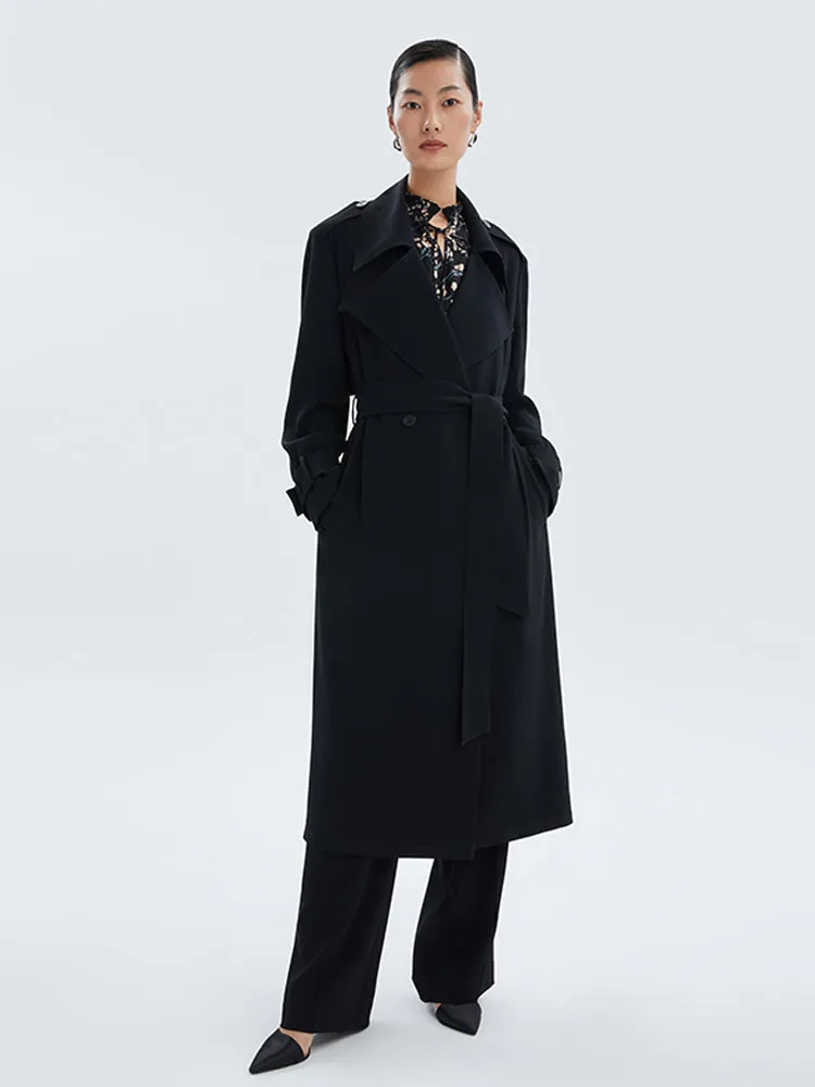 Black Triacetate Mid-Length Trench Coat sold by Goelia product image thumbnail 5