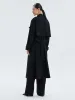 Black Triacetate Mid-Length Trench Coat sold by Goelia