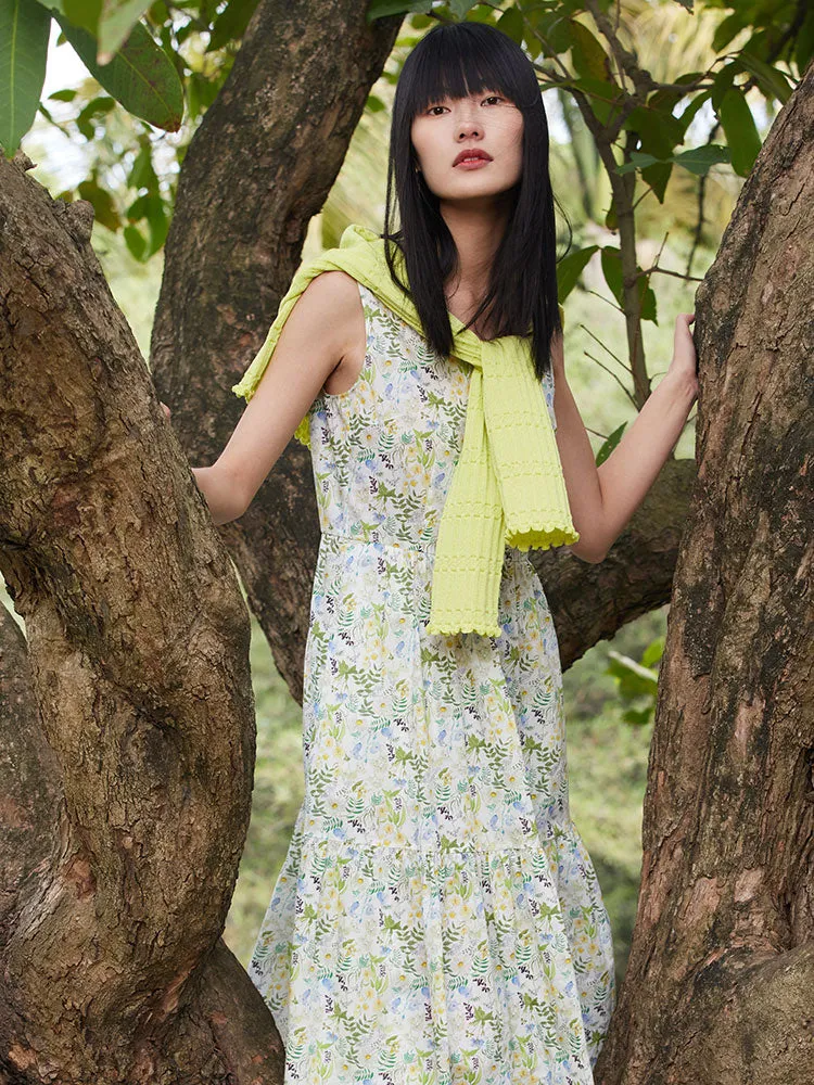 Floral Printed V-neck Sleeveless Maxi Dress sold by Goelia