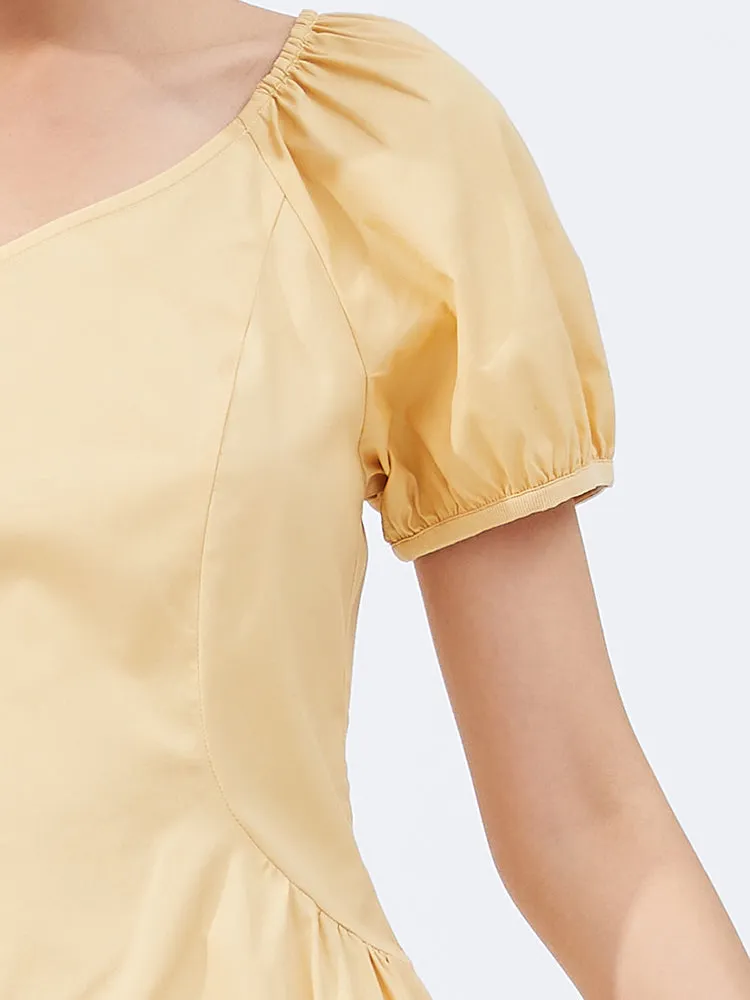 Yellow Puff Sleeve Mini Dress sold by Goelia product image thumbnail 4